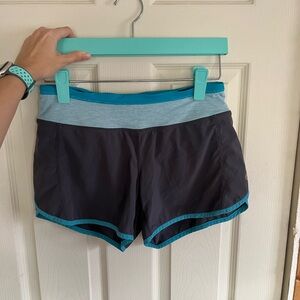 Lululemon Women's Gray and Blue Athletic Shorts